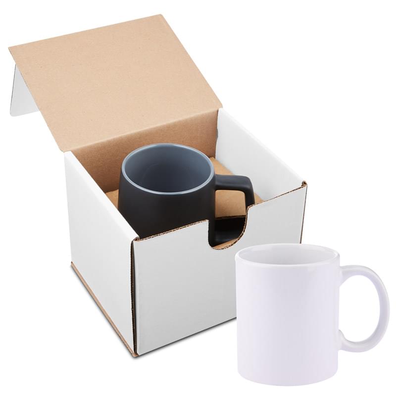 11 oz. Basic C Handle Ceramic Mug in Individual Mailer - White