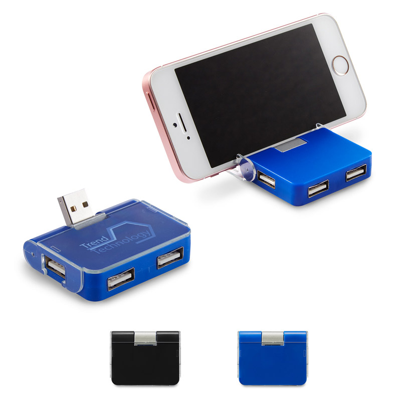 4-Port USB Hub with Phone Holder