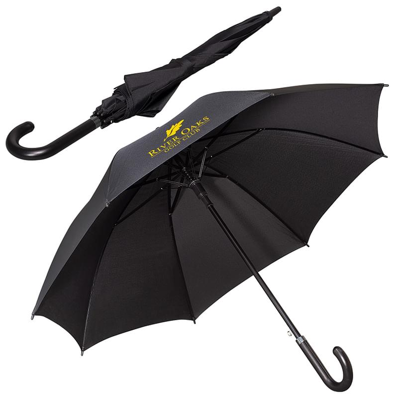 Leeman&trade; 48" Executive Umbrella with Curved Faux Leather Handle