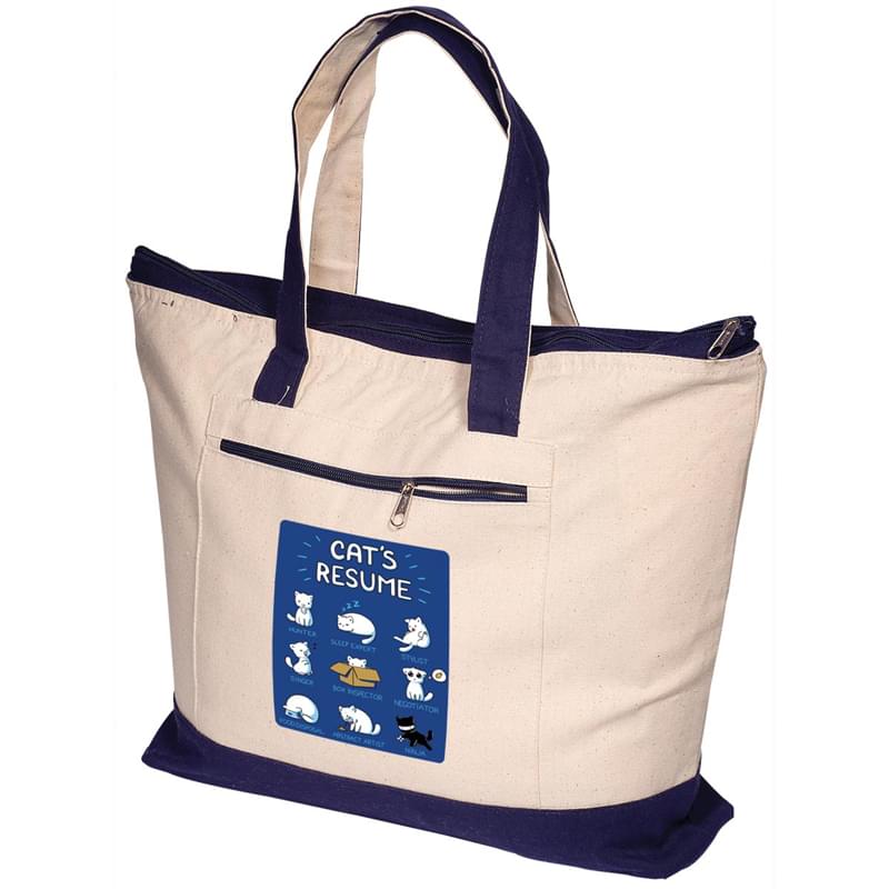 Zippered Cotton Boat Tote
