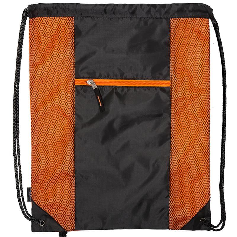 Porter Collection 210D Polyester and Mesh Pattern Drawstring Bag 