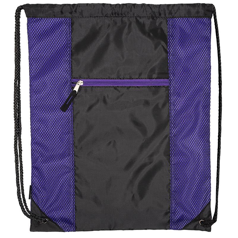 Porter Collection 210D Polyester and Mesh Pattern Drawstring Bag 
