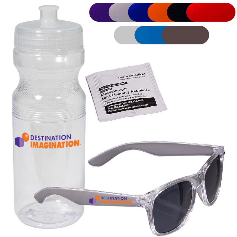 Fashion Sunglasses & Lens Cleaner in a Sports Bottle