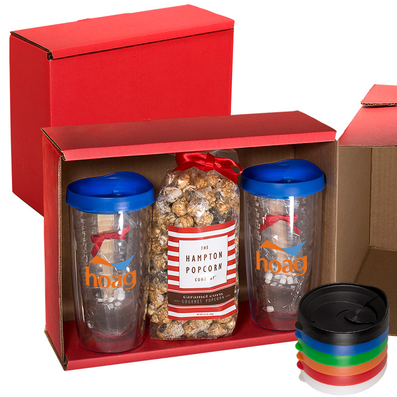 Avalon Clear Tumbler Set with, Caramel Popcorn and Hot Chocolate in a Spoon