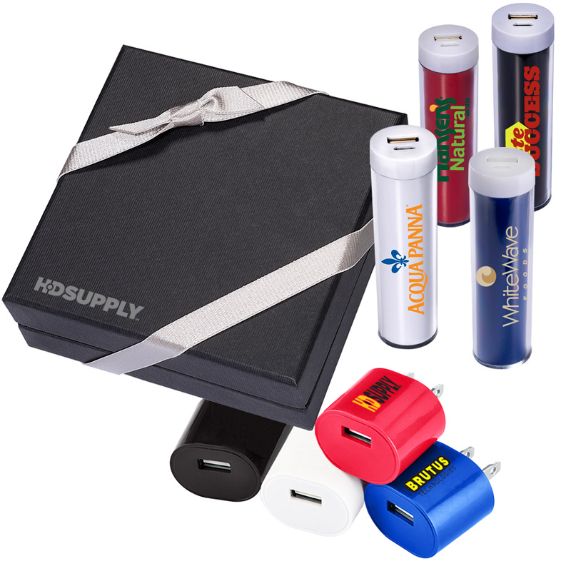 Plastic Cylinder Power Bank & Wall Charger Combo