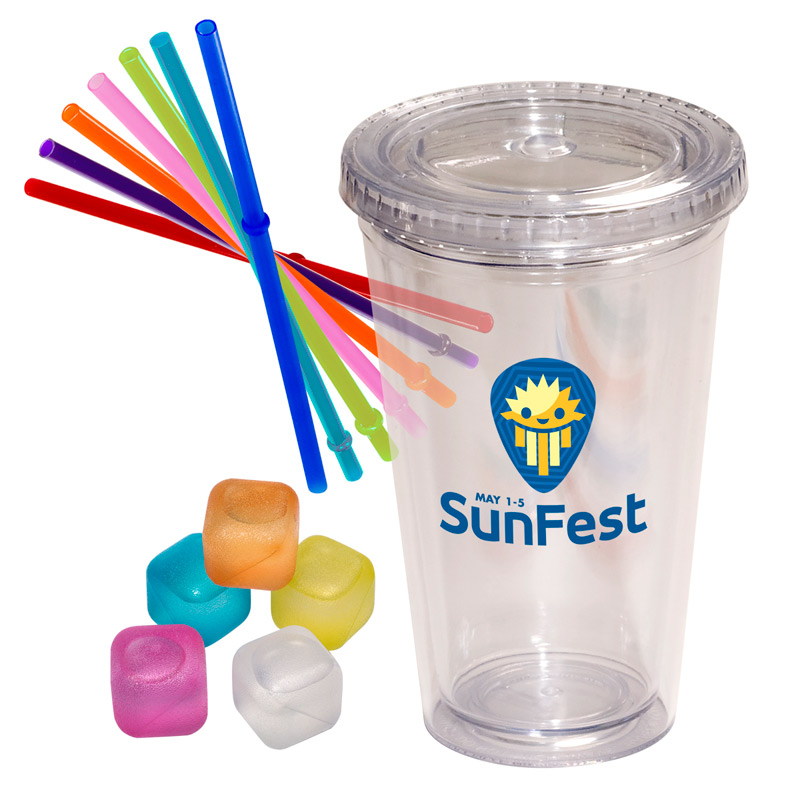 Party Sturdy Sipper and Ice Cubes Set