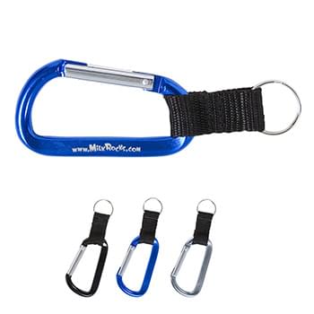 Branded Carabiner with Strap and Split Ring
