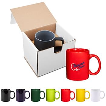11 oz. Basic C Handle Ceramic Mug in Individual Mailer - Colors