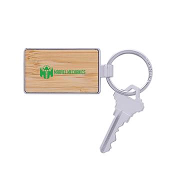 Prime Line Bamboo & Metal Rectangle Keychain