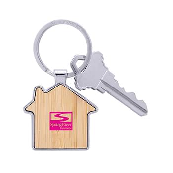 Prime Line Bamboo & Metal House Keychain