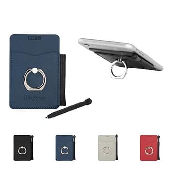 Tuscany&trade; Card Holder with Metal Ring Phone Stand & Stylus