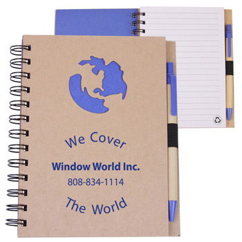Prime Line Globe Die Cut Spiral Notebook & Pen 5.875" X 7"