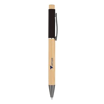 Prime Line Bamboo Barrel with Gunmetal Clip Pen